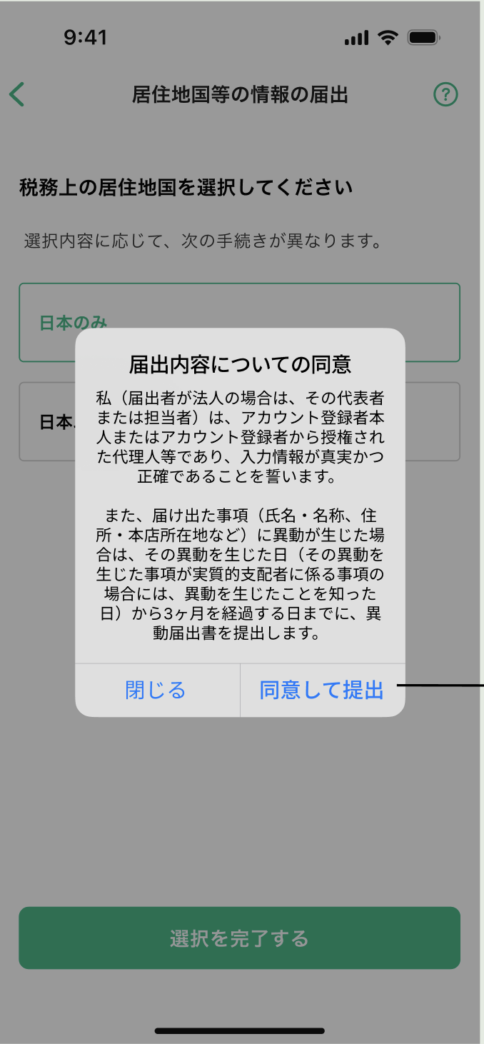 届出内容についての同意